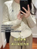 High quality scannable RL Raf pony logo twist knit cardigan embroidered crew neck simple sweater - Image 2