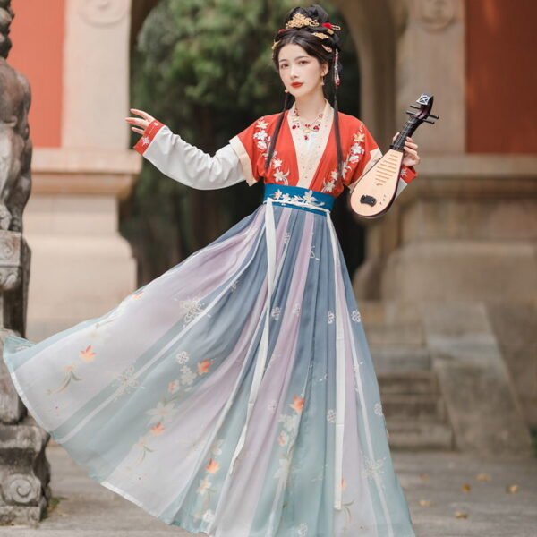 Spring new Tang-made Hanfu women's adult ancient costume Chinese style super fairy heavy industry embroidery pair breast half arm waist waist skirt