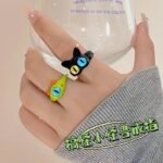 Cute Little Monsters 2024 New Ring Diamond Dopamine Couple Girlfriend Child Gift Cartoon - Image 3