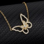European and American sources of fashion and temperament zircon clavicle chain S925 sterling silver 18K gold pendant necklace ladies butterfly necklace - Image 3