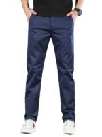 Four seasons hot-selling men's casual pants, high-end light luxury, solid color, high cotton content, small straight-leg business middle-aged pants for men - Image 5