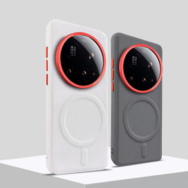 Applicable to Xiaomi 15ultra mobile phone case plain leather magnetic suction 14Ultra metal lens ring 13ultr business leather case
