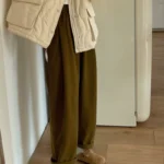 Chuwujia 22 winter new style thickened trousers loose brushed nine-point casual pants women's Japanese all-match suit pants - Image 5