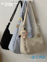 Women's japanese school class one-shoulder plaid crossbody bag - Image 3