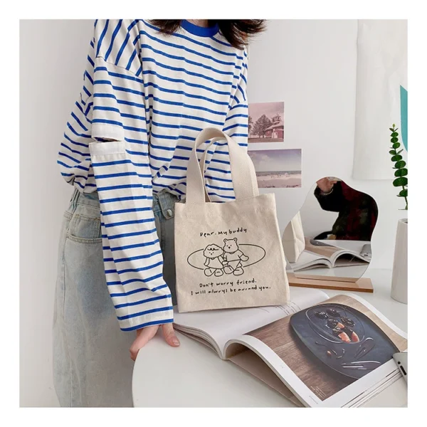 Youth printed commuter lunch box bag 2022 personality Japanese style with rice bag snack bag simple fashion small handbag female