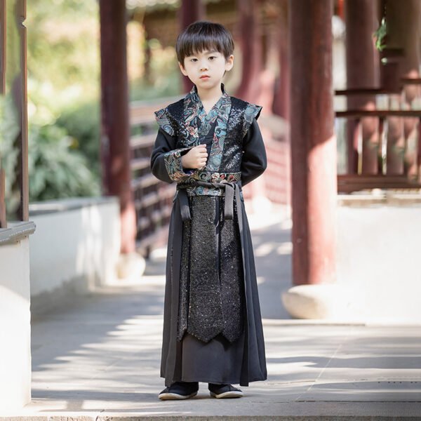 Boys' Hanfu black Royal Guards long style