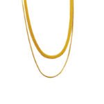 European and American style double layered personality copper material short sweater chain design sense necklace temperament snake chain necklace female T190 - Image 5