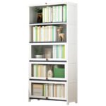 Modern minimalist glass door bookcase dustproof display cabinet floor rack living room study office bookshelf - Image 3