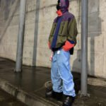 Vintage irregular pleated jeans