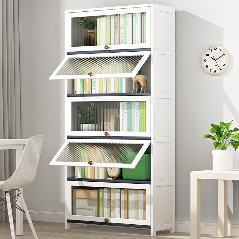 O1CN01Vzzn251It91Z0MouN_2214278020950-0-cib.jpg Modern minimalist glass door bookcase dustproof display cabinet floor rack living room study office bookshelf - Image 1