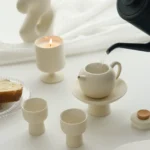 Japanese cream simple high teapot tea set
