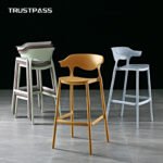 Nordic designer bar chair minimalist front desk plastic bar chair stacking ins net red bar horn high stool - Image 3