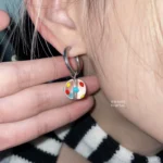 Killing Marysu Childlike Fun Japanese Fun Colorful Transparent Polka Dot Glazed Bead Earrings Titanium Steel Waterproof Earrings Simple - Image 2