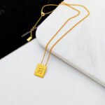 Copper-plated real gold European and American retro simple geometric letter necklace personality trendy necklace net red collarbone chain T547 - Image 4