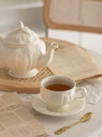 French antique elegant bone porcelain teapot - Image 3