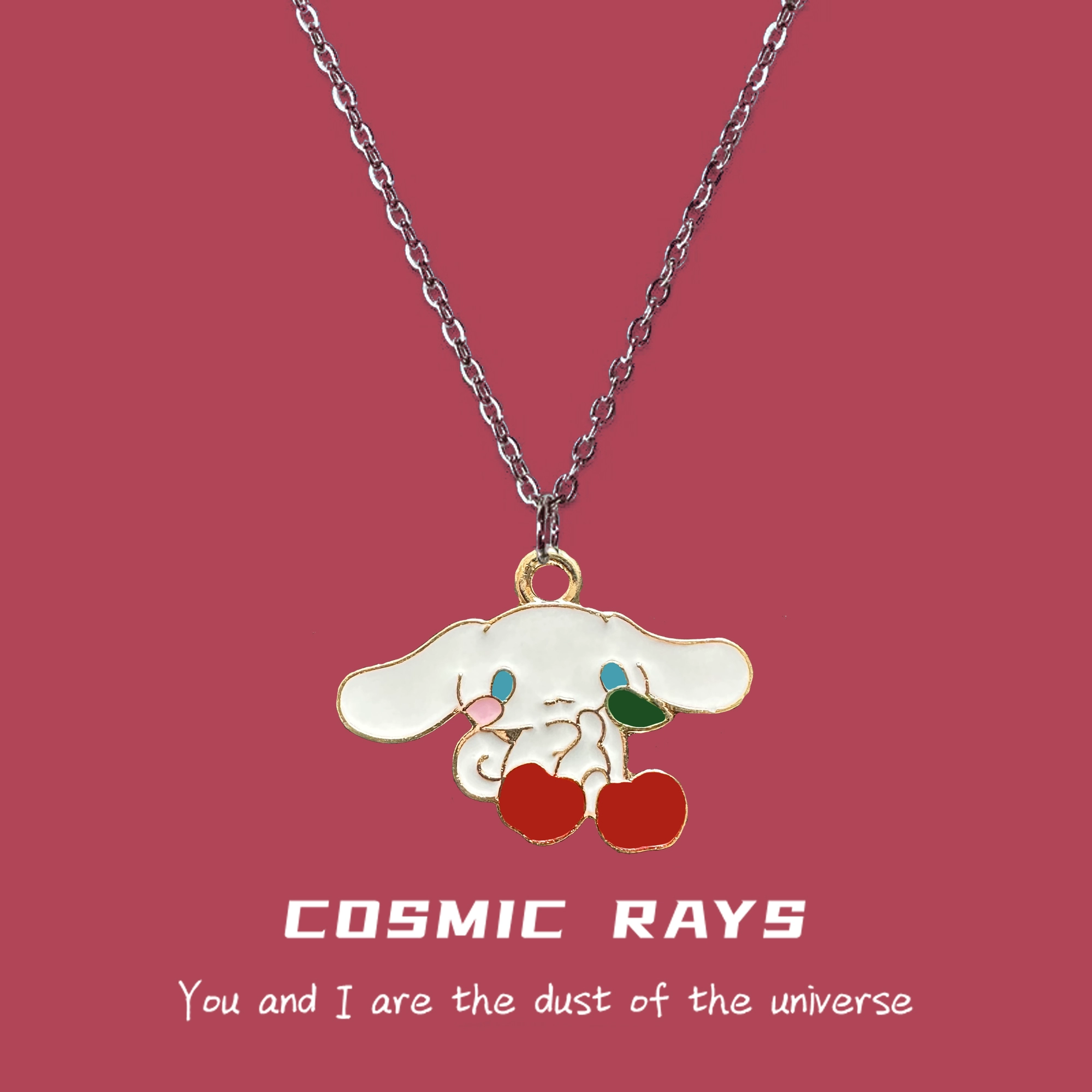 O1CN01WI9WtW1g4LtweRjAD_1088034088-2.webp Cosmic ray holding cherry puppy necklace Japanese sweet and cute cartoon anime simple student girlfriends ins style - Image 1