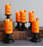 Halloween decoration candlestick pumpkin lamp new wind lamp LED electronic candle lamp creative decoration small night lamp oil lamp