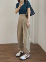 Aki's autumn new product, Japanese khaki pants, women's cover-up, slim, large-size casual design, harem pants - Image 5