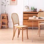 American rustic solid wood dining chair home leisure retro single back rattan chair study restaurant hotel rattan chair - Image 4