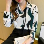 Spot printed long-sleeved shirt female design sense niche 2023 spring new long-sleeved shirt female shirt - Image 6