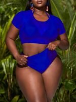 European and American sexy large size three-piece high waist split bikini women's swimsuit manufacturers wholesale - Image 3