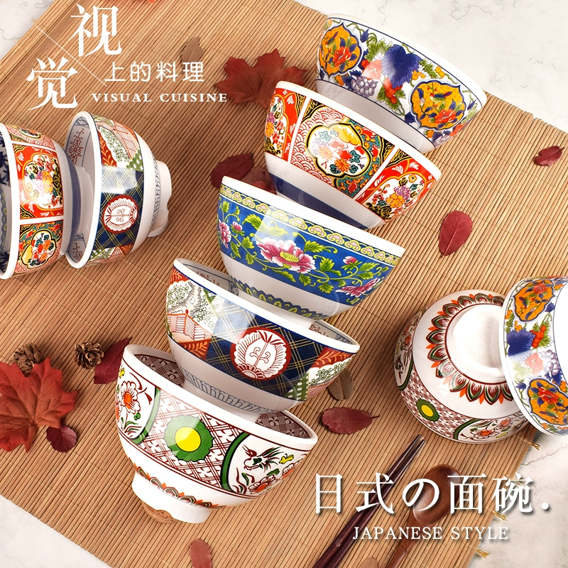 O1CN01Wjco4u2DlIJYWGw9Z_2118378649.webp Hefeng Japanese cuisine tableware ramen bowl commercial imitation porcelain noodle soup bowl covered rice bowl barbecue bibimbap bowl melamine bowl - Image 1