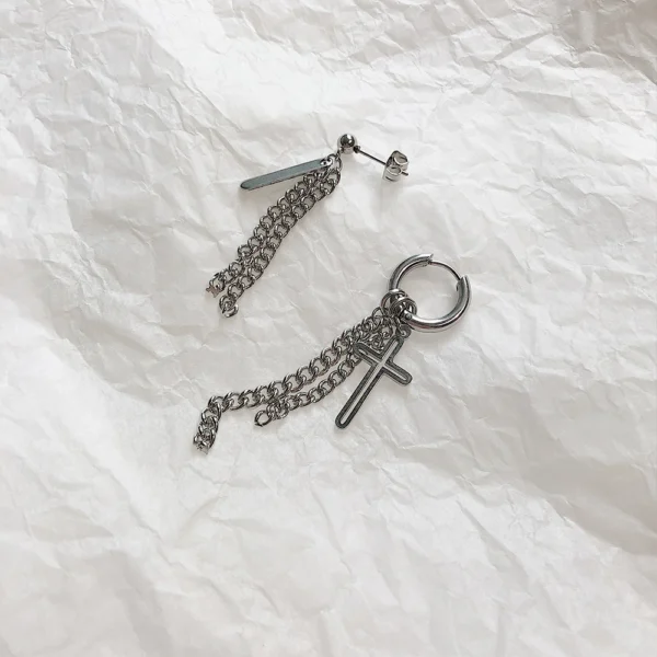 Street chain ring earrings
