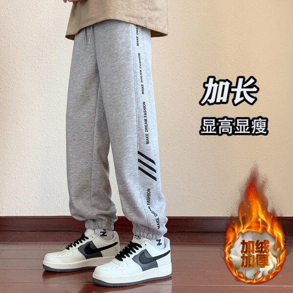 Youth autumn and winter fleece sweatpants, 12-year-old boys, 14 junior high school students, 15 big children, versatile sports loose slacks