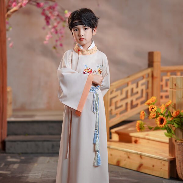 Boys' Hanfu high-end embroidered round neck robe