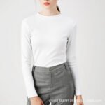 Autumn heavy imported Peruvian cotton small crew neck long-sleeved T-shirt women's white cotton slim Korean version with an undershirt - Image 2