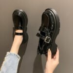 Shallow mouth thick bottom British style small leather shoes women's spring and autumn new hundred matching skirt basic style Japanese jk single shoes - Image 3