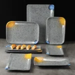 Melamine plate Japanese-style plastic barbecue plate imitation porcelain round flat plate barbecue plate restaurant hot pot tableware dish commercial - Image 2