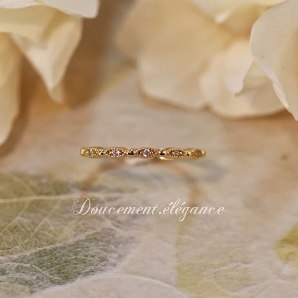 "Jane-Wave" Taonacho agete Japanese style gold-plated 18k retro hollow simple niche ring female