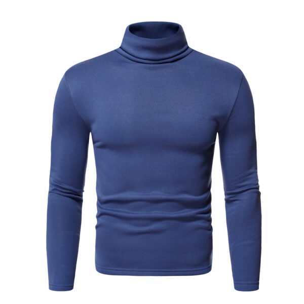 Foreign trade spot autumn and winter new sweatshirt men's solid color velvet pullover high neck t-shirt men's base shirt fleece sweater