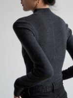 Seamless integration commuter temperament semi-turtleneck wool knitted sweater women's autumn base top underneath
