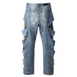 Vintage knife cut hole camouflage patchwork wide leg jeans - Image 2