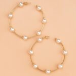 European and American cross-border new hot selling pearl earrings simple fashion large circle creative pearl earrings earrings - Image 3
