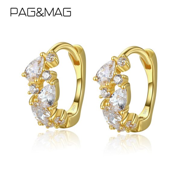 PAG&MAG Buckle Earrings S925 Silver Earrings Gold Korean Style Simple Fashion Compact Design Jewelry Wholesale
