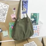 One-shoulder canvas bag female tote bag summer ins Japanese simple large-capacity college students class commuting handbag - Image 6