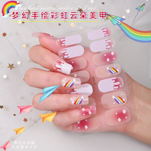 2023 new French manicure stickers full paste ice transparent net red Japanese cartoon nail stickers cute nail polish film wholesale