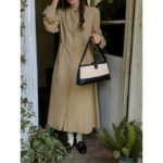 MOXI Thirteen Lines Dress Female Korean Version High Waist Long Dress Design Sense Long Sleeve Skirt - Image 4