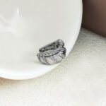 Copper European and American personality metal texture wide-faced double-layer ear clip without ear hole temperament cold style ear bone clip T822 - Image 5