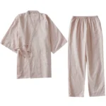 Gauze new Japanese double-layer cotton yarn pajamas women's spring and autumn cotton bathrobe couple cotton trousers home service suit - Image 5