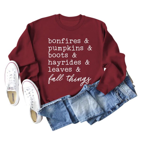 Independent Station Foreign Trade Cross-border Bonfires pumpkins European and American Fashion Thanksgiving Letters Long Sleeve Sweater Women