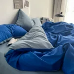 Simple washed cotton bed four-piece student dormitory bedding solid color double-combined quilt cover bed single fitted sheet three-piece set