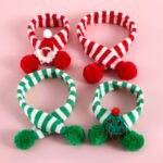Cross-border cat dog Santa Claus adjustable collar saliva towel pet knitted wool striped Christmas scarf - Image 3