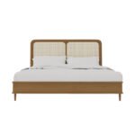 Simple and modern solid wood double bed home Nordic rattan 1.5 m single bed bed and breakfast solid wood 1.8 m rattan bed - Image 5