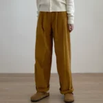 Japanese retro brushed tooling wide-leg pants women's 2023 autumn and winter new straight elastic waist loose casual long pants - Image 3