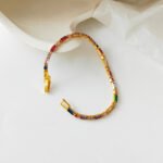 Self-designed colorful and contrasting color zircon bracelet retro trendy design sense bracelet ins style fashion jewelry 1147 - Image 2