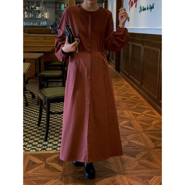 MOXI Thirteen Lines Dress Female Korean Version High Waist Long Dress Design Sense Long Sleeve Skirt